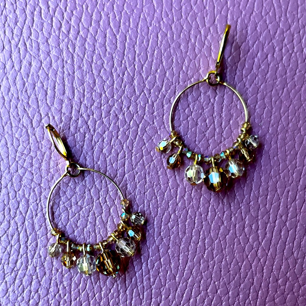 Handmade Glitzy Beaded Dangle Hoops